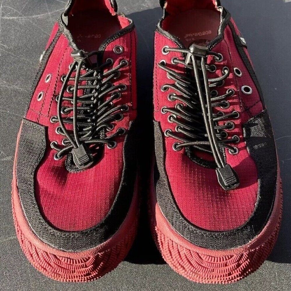 Hybrid Green Label Raleigh Sneakers Men Size 8 Red Black Low Top Eco-Friendly